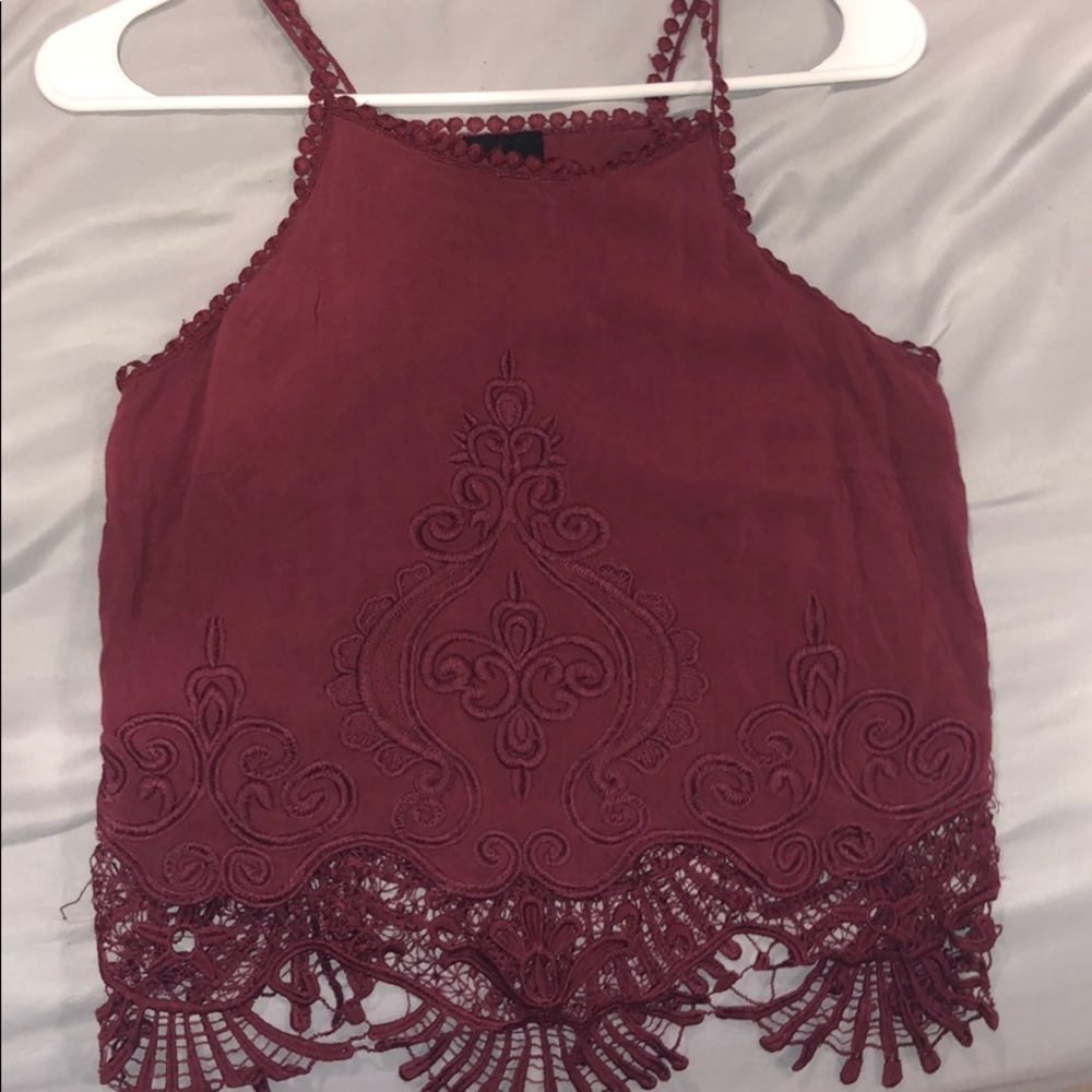 Burgundy Lace Tank